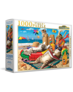 Harlington 1000 Piece Puzzle Cats on the Beach