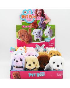 Walking Dog/Cat/Bunny 13cm Plush CDU of 12