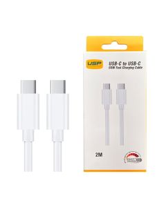 2M USB-C to USB-C 60W Mini White Cable  USP Compatible for iPhone 15 Series (Min Order Qty 3)
