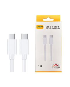 1M USB-C to USB-C Mini White Cable  USP Compatible for iPhone 15 Series (Min Order Qty 3)