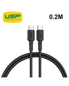 0.2M BoostUp Cafule USB-C to USB-C Cable Charge & Connect Black USP