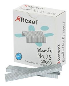 Rexel No. 25 Bambi Staples 25/4mm Box of 5000 (Min Order Qty 2)