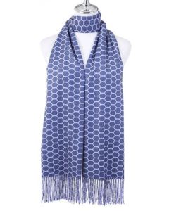 Winter Scarf with Pattern Blue & Lilac Honeycomb (Min Order Qty: 1)