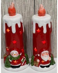 Christmas - Candles Light up with Santa & Snowman with LED Lights 