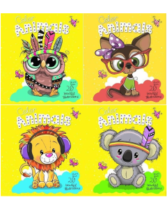 Colouring books Neon Glitter Animals Assorted - Pack of 12 (Min Order Qty Pack of 12) 
