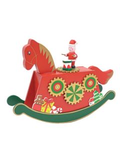 Christmas Music Rocking Horse Wooden Decorative 17cm (h) (Pre-Order for October Delivery)