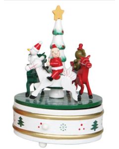 Christmas Music Carousel Wooden Decorative 20cm (h) (Pre-Order for October Delivery)