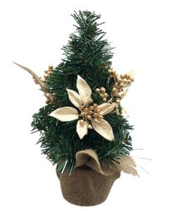 Christmas Table Tree 30cm Gold Poinsettia (Pre-Order for October Delivery)