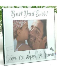 Best Dad Ever Mirror Glass Photo Frame (Min Order Qty: 12) 