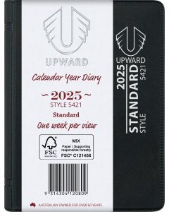 Upward 2025 Pocket  A7 Week to View Standard Diary Black 