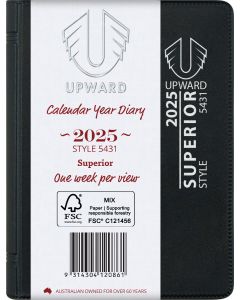 Upward 2025 Pocket  A7 Week to View Superior Diary Black 