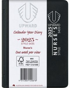 Upward 2025 Special Format A7 Week to View Nurses Diary Black 