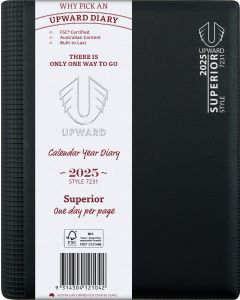  Upward 2026 Diary A5 Day to Page Wire-O Superior FSC Mix Black *Pre-Order Aug/Sept Delivery*