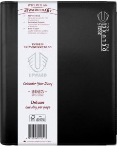 Upward 2026 B5 Day to Page Deluxe Portrait Diary Black (SPECIAL ORDER - MOQ 5) *Pre-Order Aug/Sept Delivery*