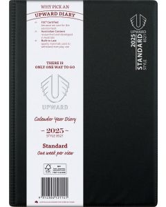  Upward 2026 Diary B5 VERTICAL Week to View Section Sewn Standard FSC Mix Black *Pre-Order Aug/Sept Delivery*