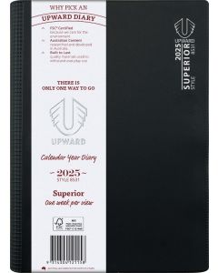 Upward 2026 B5 Week to View Superior Vertical Portrait Diary Black (SPECIAL ORDER - MOQ 5) *Pre-Order Aug/Sept Delivery*