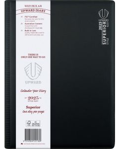 Upward 2026 Diary A4 Day to Page Wire-O Superior FSC Mix Black *Pre-Order Aug/Sept Delivery*