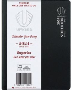 Upward 2024 B6 Week to Opening Superior Diary Black (Min Order Qty 5)
