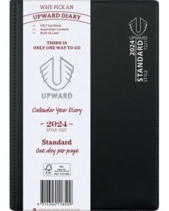 Upward 2024 A5 Day to Page Standard Diary Black (Min Order Qty 5) 