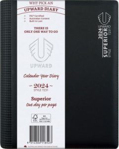 Upward 2024 A5 Day to Page Superior Diary Black (Min Order Qty 5) 