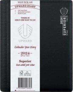 Upward 2026 Diary A5 Day to Page Wire-O Superior FSC Mix Black *Pre-Order Aug/Sept Delivery*