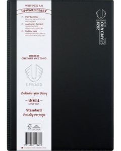 Upward 2024 A4 Day to Page Standard Diary Black (Min Order Qty 5) 