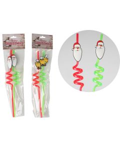 Christmas Range - Novelty Curly Straw (2 Pk) 