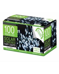 Fairy Lights 100 LED Fairy Solar Operated Lights 8 Function Memory Hold White LED (Min Order Qty 2)