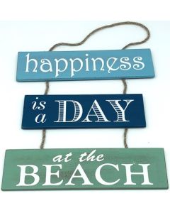 Sign Beach Happiness 23x36cm (Min Order Qty 2)